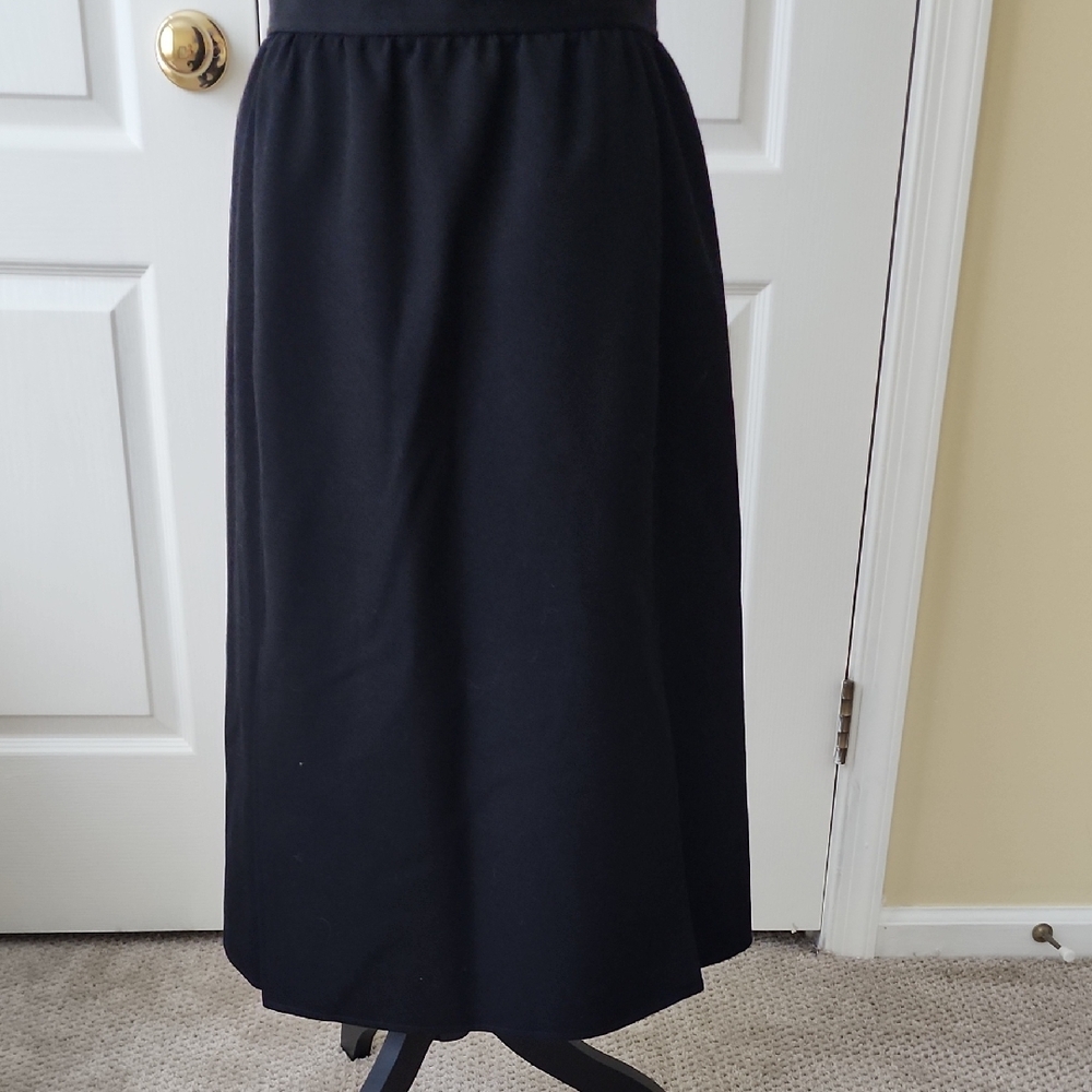 Saint Laurent Black Midi A-Line Skirt